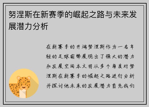 努涅斯在新赛季的崛起之路与未来发展潜力分析